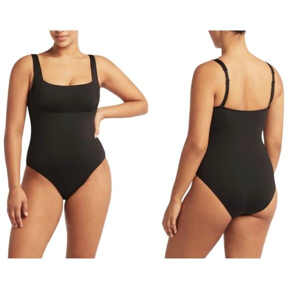 Sea Level Australia Black Square Neck One Piece Swimsuit Size 10 NWOT $125 MSRP - Picture 1 of 5